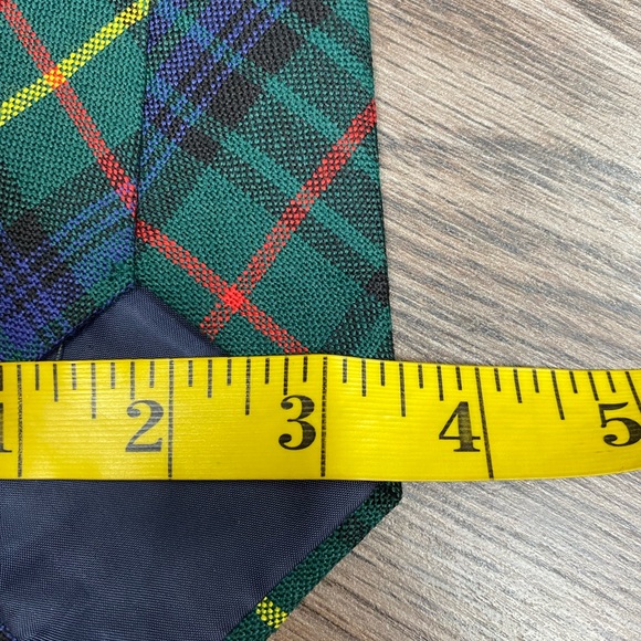 Ingles Buchan Green, Blue, Yellow & Red Tartan Plaid Wool Tie - Picture 5 of 6